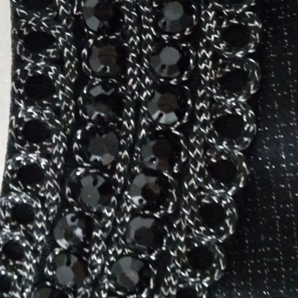 Connected apparel Black Sheath  Beaded Jeweled  Neckline Midi Dress - Picture 5 of 9